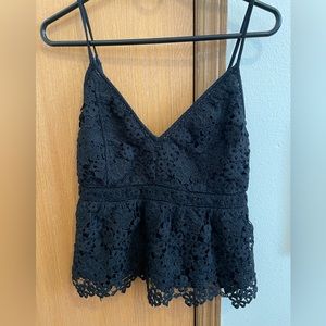 Black flora lace tank top